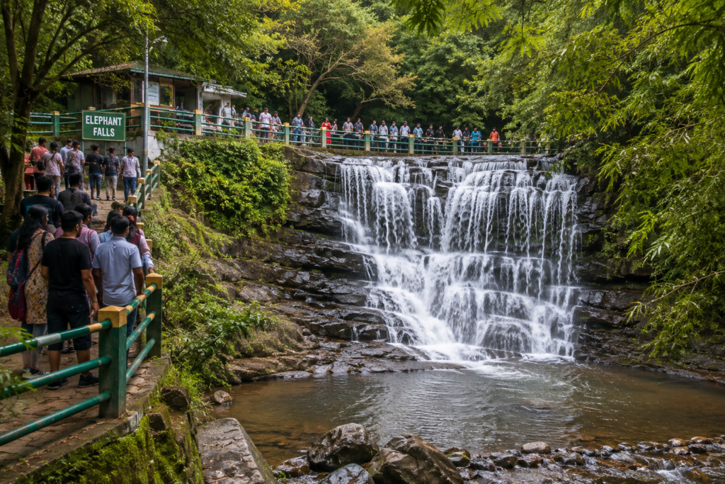 Elephant Falls Shillong sightseeing by tourist taxi