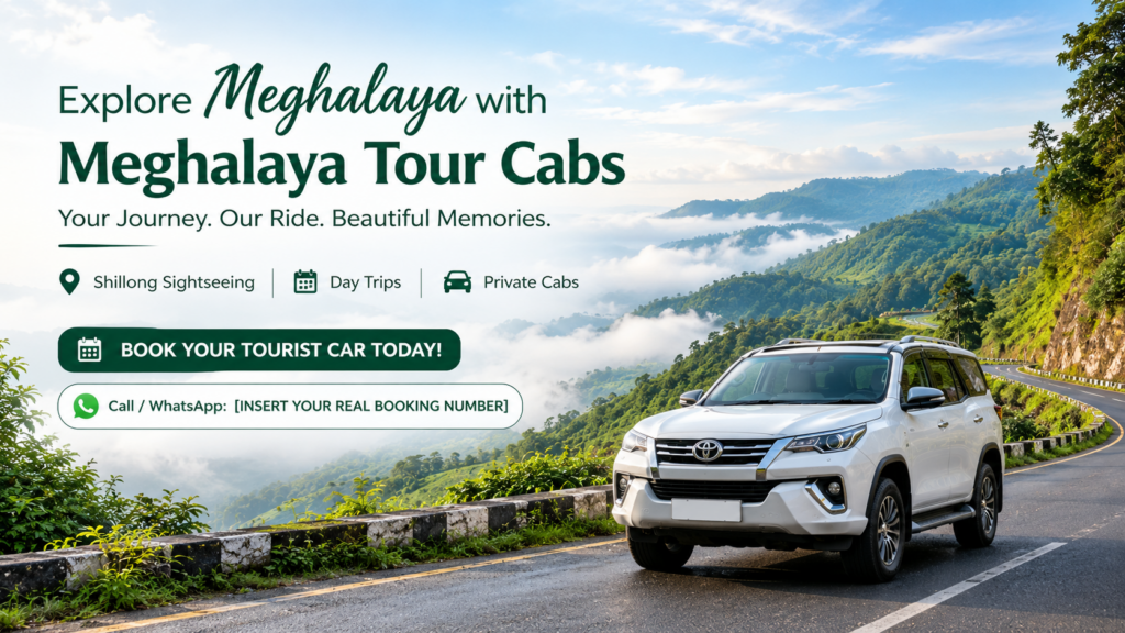 Tourist car rental in Shillong for sightseeing and day trips with Meghalaya Tour Cabs