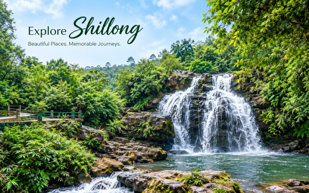Shillong sightseeing by car featuring Elephant Falls and scenic attractions in Meghalaya
