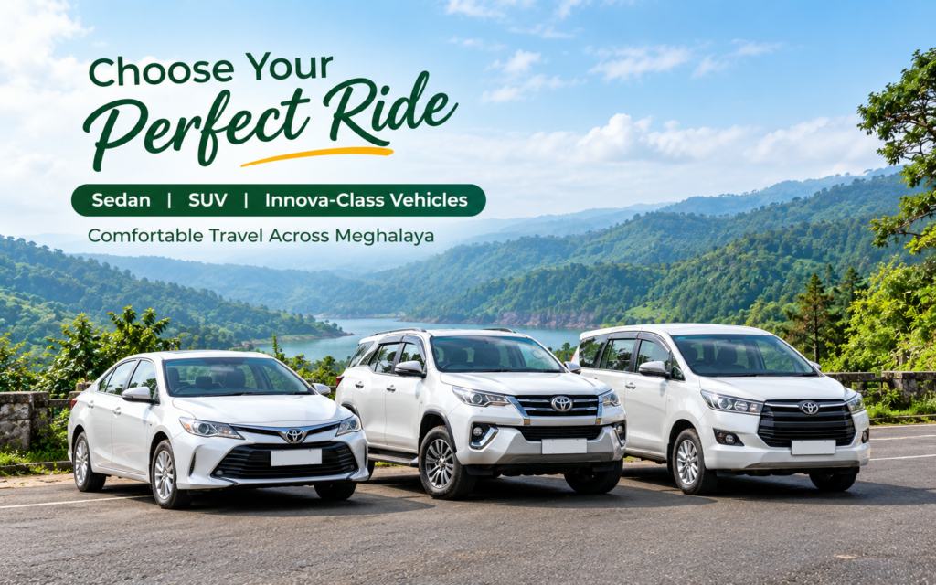 Tourist vehicles for car rental in Shillong for local sightseeing and Meghalaya tours